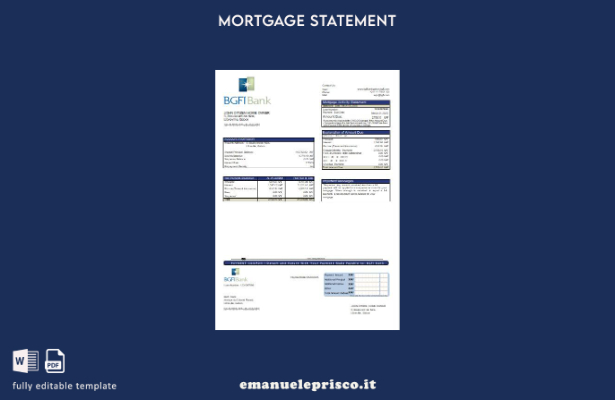 modello di estratto conto mutuo bancario Gabon BGFI in stile verificato