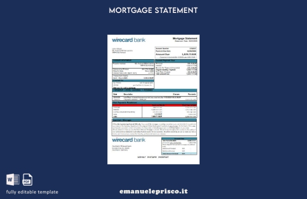 modello di estratto conto mutuo bancario Germania Aschheim Wirecard stile verifi