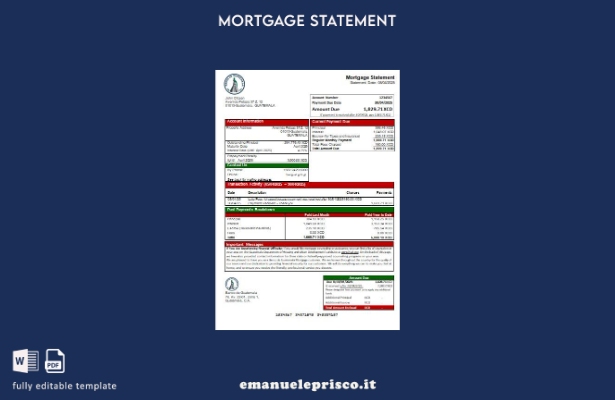 modello di estratto conto mutuo bancario Guatemala Banco de Guatemala in stile v
