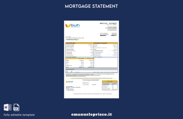 modello di estratto conto mutuo bancario Haiti BUH in stile verificato