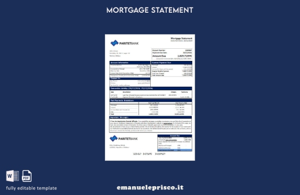 modello di estratto conto mutuo bancario Paritet della Bielorussia in stile veri