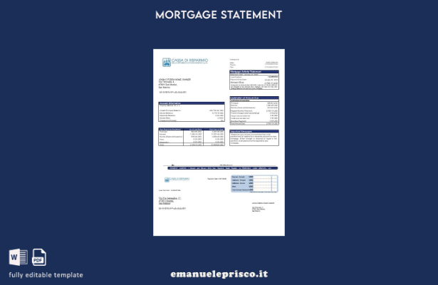 modello di estratto conto mutuo bancario San Marino Cassa di Risparmio in stile