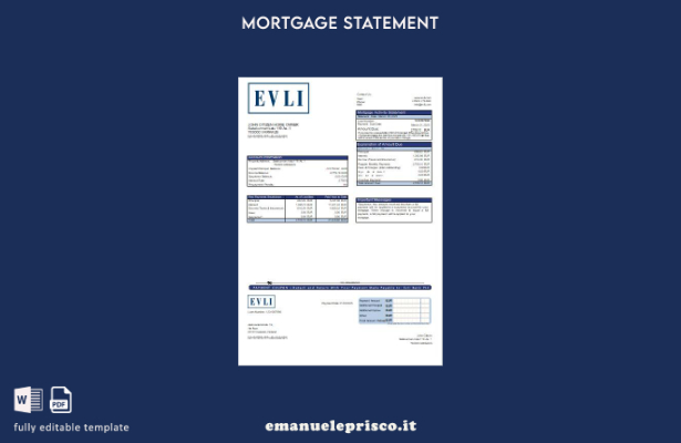 modello di estratto conto mutuo bancario finlandese Evli Bank PLC in stile verif