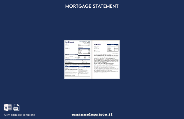 stile verificato Danimarca Estratto conto mutuo bancario Sydbank, pagine, modell