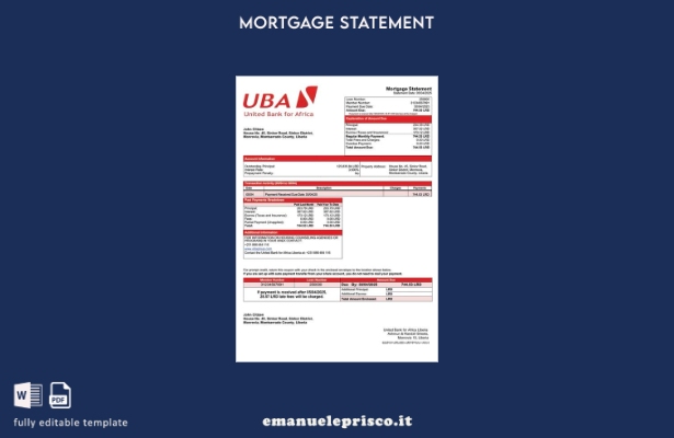 stile verificato Dichiarazione del mutuo della Liberia United Bank for Africa Mo