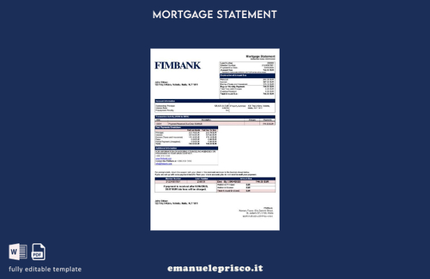 stile verificato Dichiarazione di mutuo FIMBank Malta Modello Word e modello PDF