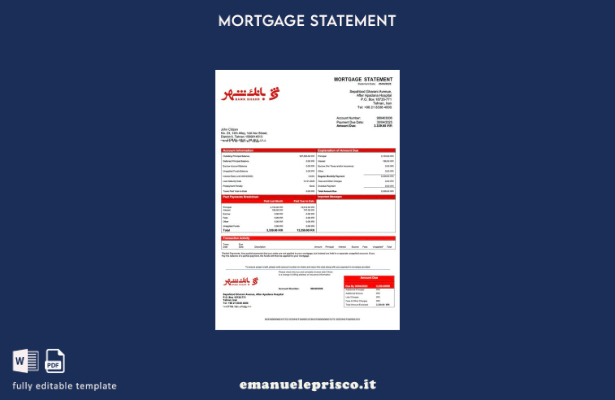 stile verificato Dichiarazione di mutuo Iran Bank Shahr Modello Word e modello P