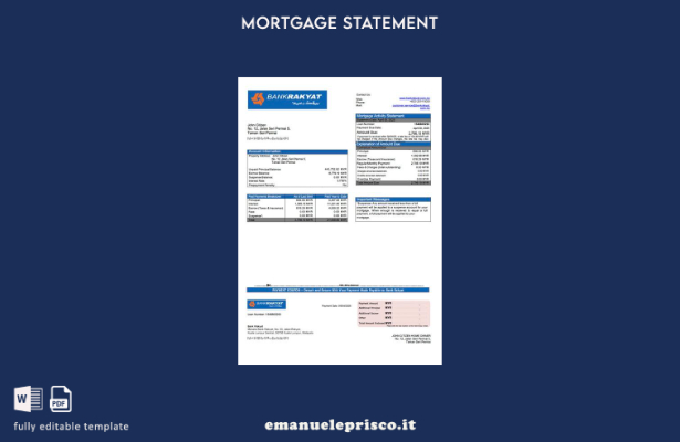 stile verificato Dichiarazione di mutuo Malaysia Bank Rakyat Modello Word e mode