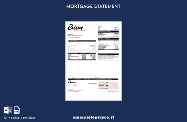 stile verificato Dichiarazione di mutuo Norvegia Bien Sparebank Modello Word e m
