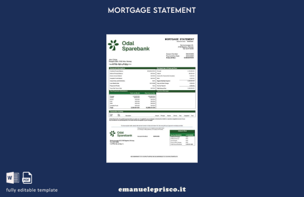 stile verificato Dichiarazione di mutuo Norvegia Odal Sparebank Modello Word e m