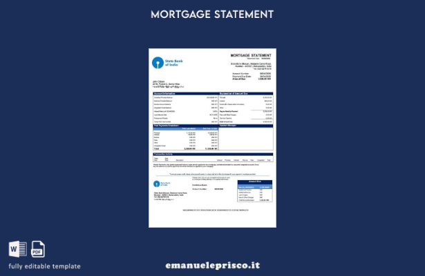 stile verificato Dichiarazione di mutuo della India State Bank of India Modello