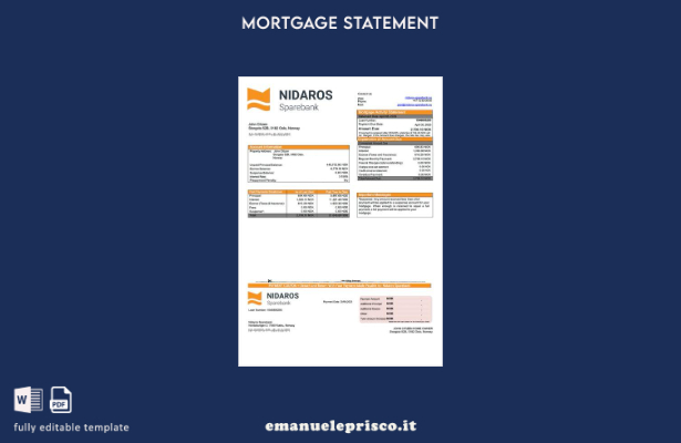 stile verificato Dichiarazione mutuo Norvegia Nidaros Sparebank Modello Word e P