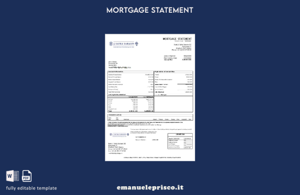 stile verificato Estratto conto del mutuo bancario della Banca Svizzera J. Safra