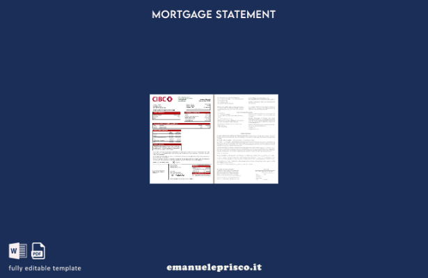 stile verificato Estratto conto ipotecario Canada CIBC Bank, pagine, modello