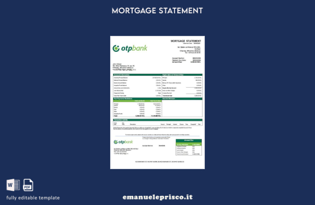 stile verificato Estratto conto ipotecario Moldavia OTP Bank Modello Word e mode