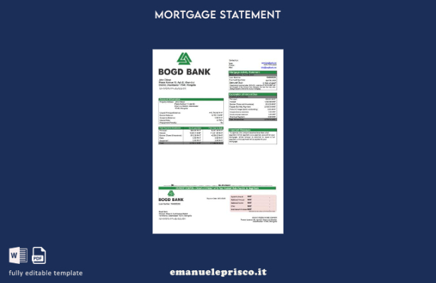 stile verificato Estratto conto ipotecario Mongolia Bogd Bank Modello Word e PDF