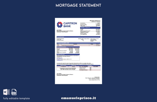 stile verificato Estratto conto ipotecario Mongolia Capitron Bank Modello Word e