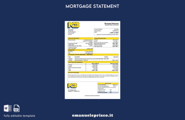 stile verificato Estratto conto ipotecario della Jamaica National Commercial Ban