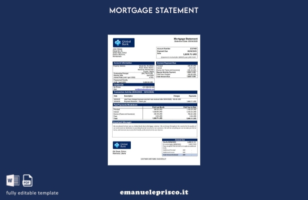 stile verificato Estratto conto ipotecario della Liberia Global Bank Liberia Mod