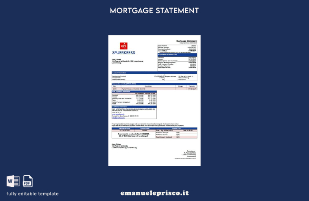 stile verificato Estratto conto ipotecario della Lussemburgo Spuerkeess Bank Mod