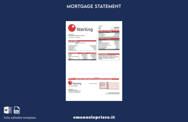 stile verificato Estratto conto ipotecario della Nigeria Sterling Bank Modello W