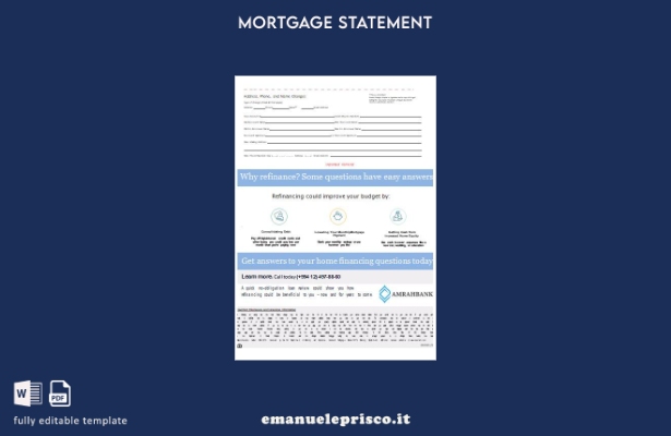 stile verificato Estratto conto mutuo bancario Azerbaigian Amrahbank, pagine, 1