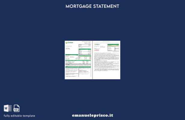stile verificato Estratto conto mutuo bancario Crelan Belgio, pagine, modello