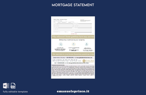 stile verificato Estratto conto mutuo bancario della Banca Globale di Commerci 1