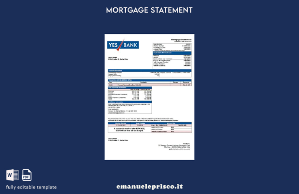 stile verificato India Sì Estratto conto ipotecario bancario Modello Word e PDF