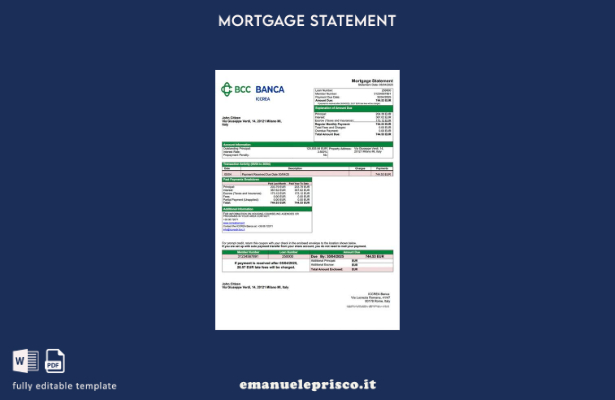 stile verificato Italia ICCREA Banca estratto conto mutuo Modello Word e modello