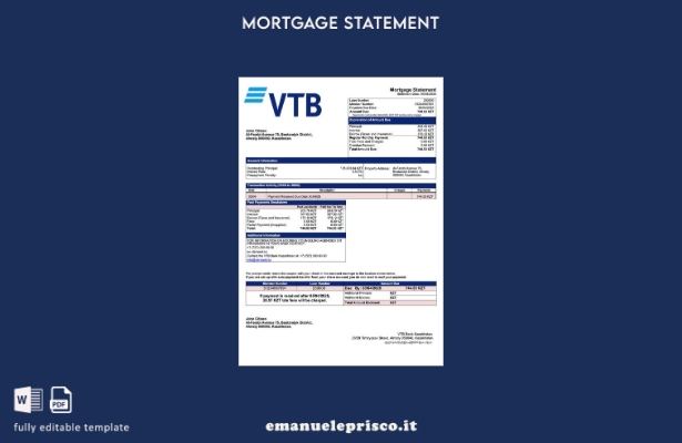 stile verificato Kazakistan VTB Bank Kazakhstan estratto conto ipotecario Modell