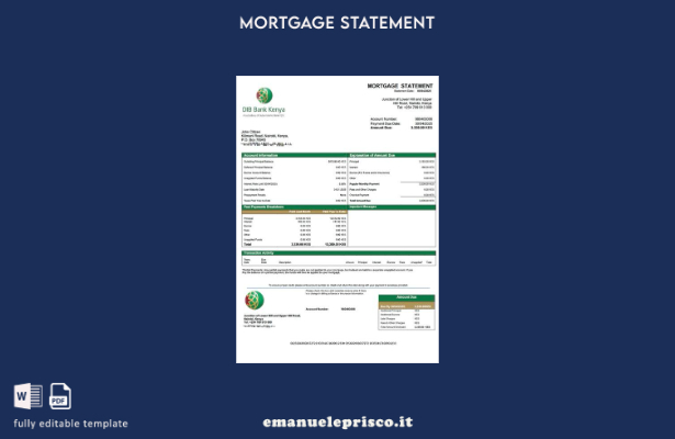 stile verificato Kenya DIB Bank Kenya estratto conto mutuo Modello Word e modell