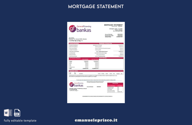 stile verificato Lituania UAB GF bankas dichiarazione dei mutui Modello Word e P