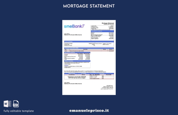 stile verificato Lituania UAB SME Estratto conto ipotecario bancario Modello Wor