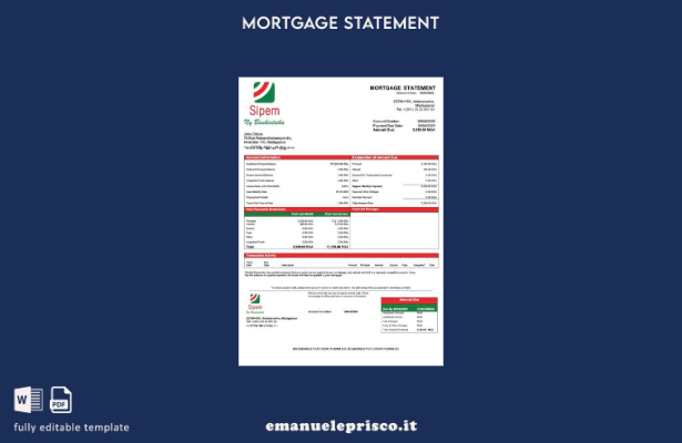 stile verificato Madagascar SIPEM Banque dichiarazione di mutuo Modello Word e m