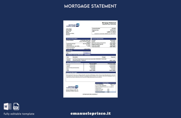 stile verificato Marocco Banque Populaire du Centre Sud estratto conto mutuo Mod
