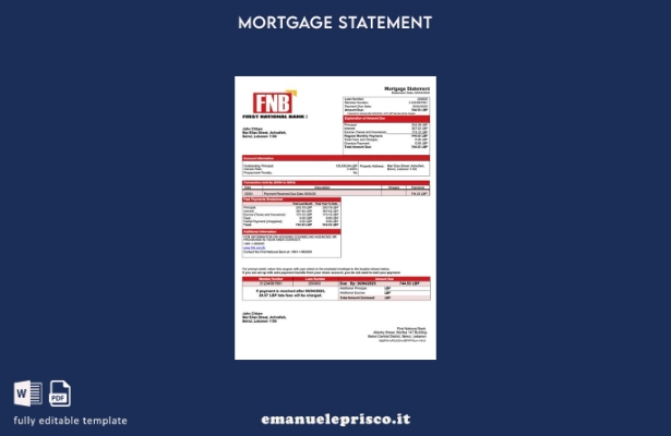 stile verificato Modello Word e modello PDF di dichiarazione dei mutui della Fir