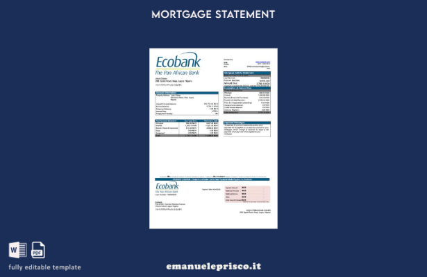 stile verificato Modello di dichiarazione dei mutui Nigeria Ecobank Modello Word