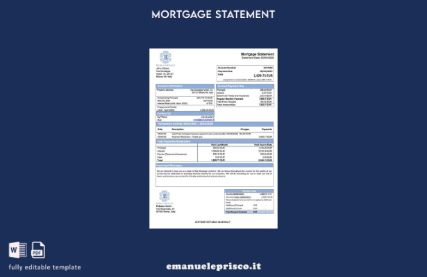stile verificato Modello di dichiarazione dei mutui della Banca d'Italia in Ital