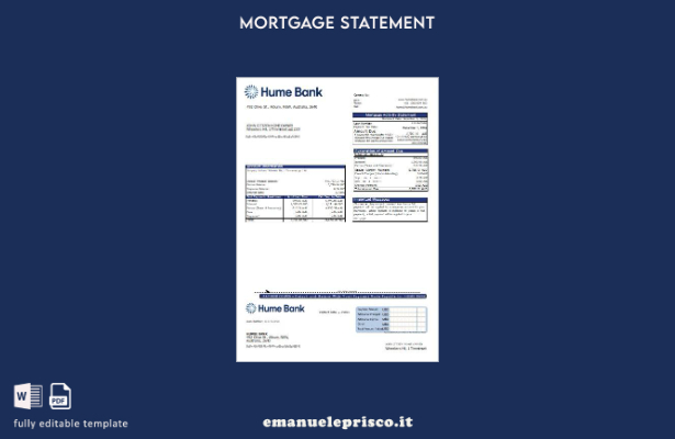 stile verificato Modello di estratto conto del mutuo bancario Australia Humebank