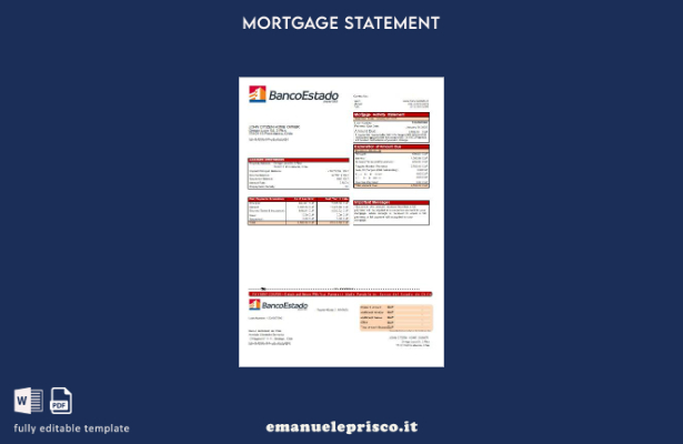 stile verificato Modello di estratto conto del mutuo bancario del Banco del Esta