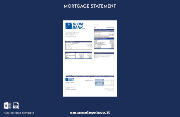 stile verificato Modello di estratto conto del mutuo bancario della Banca d'Egit