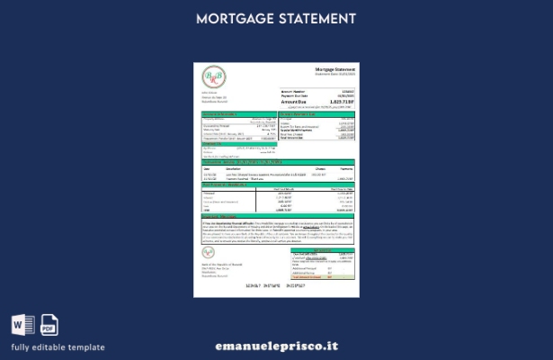 stile verificato Modello di estratto conto del mutuo bancario della Banca del Bu