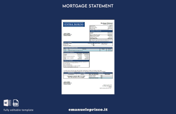 stile verificato Modello di estratto conto del mutuo della banca centrale dell'E