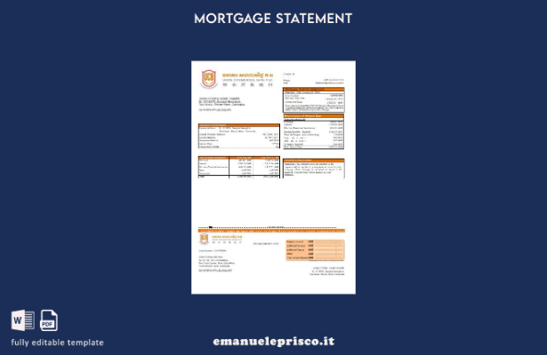 stile verificato Modello di estratto conto del mutuo della banca commerciale del