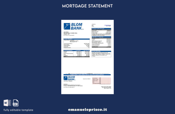 stile verificato Modello di estratto conto ipotecario BLOM Bank Libano Modello W