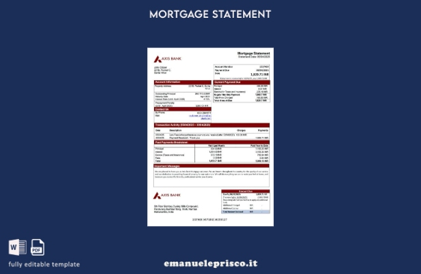 stile verificato Modello di estratto conto ipotecario India Axis Bank Modello Wo