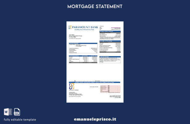 stile verificato Modello di estratto conto ipotecario Kenya Paramount Bank Model