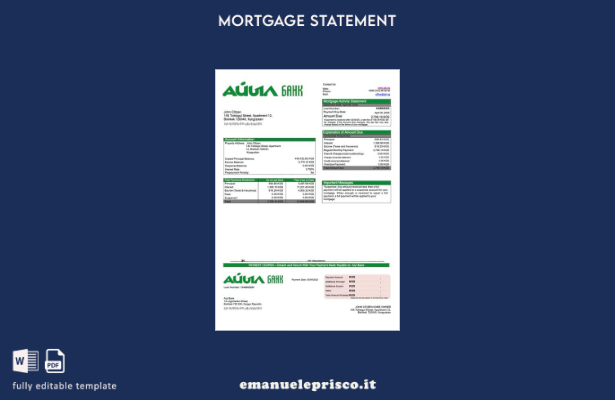 stile verificato Modello di estratto conto ipotecario Kirghizistan Aiyl Bank Mod