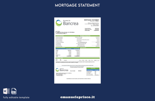 stile verificato Modello di estratto conto ipotecario Messico Bancrea Modello Wo